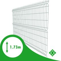 Kit 30m: Panneau Rigide Grillage Clôture H1.73m X L2.50m Vert + Poteaux Carrés À Sceller - Bricoman