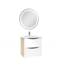 Ensemble Meuble Simple Vasque 50cm Avec Led Miroir Rond - Bricoman