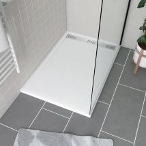 Receveur En Acrylique Blanc 80x120x4 Cm - Grille Linéaire Chrome - Whiteness Ii - Bricoman