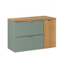 Meuble Sous-vasque 90cm Jade Vert Et Bois - Bricoman