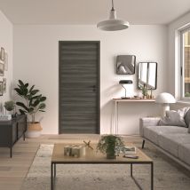 Bloc Porte Reversible Et Ajustable Milano - Chêne Foncé - H 204 Cm X L 83 Cm - Bricoman