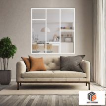 Verriere Loft 3 Sections - L X H : 140 X 125 Cm - Laqué Blanc 9003 Granité - Vitrages Inclus - Bricoman