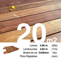 Kit Terrasse Bois Exotique Cumaru Pour 20 M² • Lames 4,9 M, Lambourdes 3,65 M Et Visserie Inox • Livraison Gratuite - Bricoman