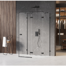 Cabine De Douche Droite 80x80 Pivotante Bora Bora Black,couleur: Noir, Accès De Face - Bricoman