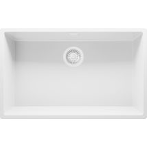 Evier Cuisine En Granit Tout Blanc 76x47cm, Lavabo 1 Bac + Kit De Vidage, Évier À Encastrer Au Meuble 80cm - London Slim Primagran - Bricoman