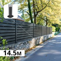 Kit Clôture Aluminium Ajourée Sur Muret Olinda Anthracite 14,68x1,2m - Lames Ajourées 21x45x1780 Mm - Brise Vue - Palissade - Bricoman