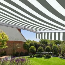 Store Banne Manuel 3 X 2,5 M Monobloc Pour Terrasse - Blanc Gris - Bricoman