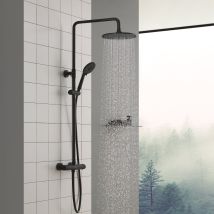 Colonne De Douche Thermostatique, Cecipa Max Pomme 230mm+douchette 2 Jets, Noir - Bricoman