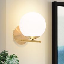 Nettlife Applique Murale Intérieur Chambre Couloir Lampe Boule De Verre Doré Vintage E27 Lampe De Chevet En Métal - Tecnomat