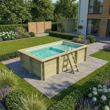Piscine En Bois Aqua 4.65 X 2.85 - H.1.24 M Avec Plage, Sable, Fixations À Sceller - Bas7306ospi3+pla306 - Altanka - Tecnomat