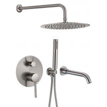 Valaz Pommeau De Douche Encastrable Avec Cuve En Acier Brossé - Série Jucar - 25 Cm - Bricoman