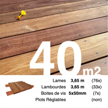 Kit Terrasse Bois Exotique Cumaru Pour 40 M² • Lames 3,65 M, Lambourdes 3,65 M Et Visserie Inox • Livraison Gratuite - Bricoman