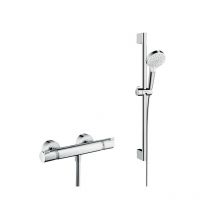 Hansgrohe Ecostat Comfort Pack Mitigeur Thermostatique Douche + Set De Douche Crometta Vario Avec Douchette 2 Jets - Bricoman