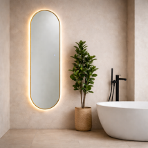 Miroir Led Rétro-éclairé 60x160cm Cadre Effet Laiton - Bricoman