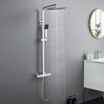Auralum Max Colonne De Douche Carré Set De Douche Avec Mitigeur Thermostatique Design Moderne - Eu Modèle - Bricoman
