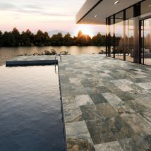 Carrelage Sol Extérieur / Piscine Pierre De Bali Météor Mix Vert R11 100x100 Cm - Réflex Boutique - Bricoman