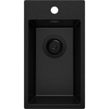 Evier Cuisine En Granit Tout Noir 28x50cm, Lavabo 1 Bac + Kit De Vidage, Évier À Encastrer Au Meuble 30cm - Riga Primagran - Bricoman