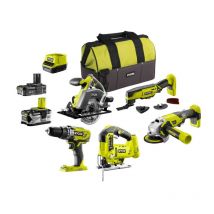 Pack Ryobi Complet 5 Outils - 2 Batteries 2.0ah Et 4.0ah - 1 Chargeur - R18ck5a-242s - Bricoman