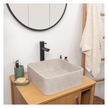 Vasque À Poser Carrée En Béton Brossé 36cm - Bricoman