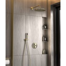Colonne De Douche Encastrée Thermostatique Pommeau Pluie Anti Calcaire Doré Brossé - Corbeau - Tecnomat