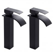 2pcs!!! Cecipa Max Robinet De Lavabo Cascade Noir,robinet De Lavabo De Comptoir À Poignée Unique Pour Sdb,mitigeur De Lavabo Design Moderne,eu Modèle 