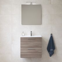 Vitra Mia Ensemble Avec Meuble Préassemblé 59x61x39,5 Cm + Miroir + Lavabo En Céramique + Éclairage Led, Cordoba (miaset60c) - Bricoman