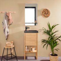 Meuble Lave-mains Atoll Avec Vasque Noire + Miroir - Bricoman