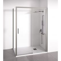 Bellobath - Paroi De Douche D'Angle 1 Coulissante + 2 Fixes - Verre Anti-calcaire - Argent - Largeur Adaptable 115-120x77-80 - Porte Gauche - Bricoman