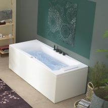 Baignoire Droite Kinédo Concerto 190x80 Tête Bain À Gauche Sur Châssis Métallique - Bricoman