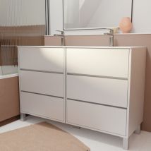 Pack Meuble Salle De Bains 120 Cm Laqué Blanc, 6 Tiroirs Avec Vasque Céramique - Xenos - Bricoman