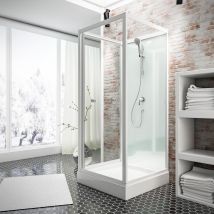 Schulte Cabine De Douche Intégrale 80x80x210 Cm, Montage Réversible, Verre 5 Mm, Cabine De Douche Complète, Porte Pivotante, Blanc Alpin, Juist Ii - 