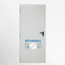 Porte De Service Acier 1 Vantail Max - Blanc Ral 9010 – 215x110 Cm – Huisserie Z Pose Tunnel Affleurant – Réversible - Bricoman