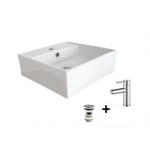 Vasque À Poser Carrée 38x38cm + Robinet + Bonde Nino - Bricoman