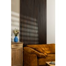 Panneau Tasseau Acoustique En Bois - Bois De Bouleau Massif - 2400x600mm - Lattes 35mm, Support En Feutre Noir - Bricoman