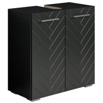 Meuble Bas Pour Lavabo Jupiter 60 X 30 X 60 Cm - Noir Mat - Chevron - Meuble Vasque Sur Pied - Bricoman