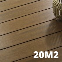 Kit Terrasse Composite Navia 20m² - Teck - 61 Lames De Terrasse (220 X 14.5 X 2.2 Cm) - Fixation Par Clips - Terrasse Livraison Rapide - Bricoman