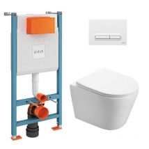 Vitra Pack Wc Bâti-support V-fix Core + Wc Sat Infinitio Sans Bride + Plaque Blanc Brillant - Bricoman