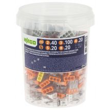 Pot 200 Bornes Wago S2273, Connecteurs Push Wire, 24 A, 400 V, Boîtier Transparent, Assortiment 2 À 8 Entrées, Pot Refermable - Bricoman