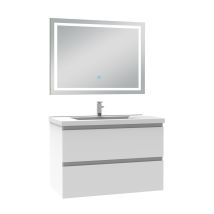 Ensemble Meubles Salle De Bain 80cm Simple Vasque + Miroir Blanc, Ocean - Tecnomat