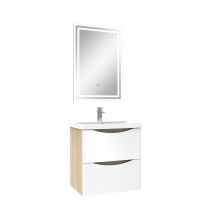 Ensemble Meubles Salle De Bain 50cm Simple Vasque + Miroir Led - Bricoman