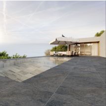 Carrelage Sol/mur Effet Pierre Grise Foncée Heraklie Stone Black Mat Int/ext L.60 X L.120 Cm Ceralux - Bricoman