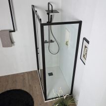 Porte De Douche Niche 140cm + Paroi Fixe 70cm Avec Porte Coulissante | City - Bricoman