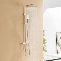Colonne Douche Thermostatique 2 Fonctions Ensemble Douche Thermostat,tête Douche 12 Pouces,système Douche, Hauteur Réglable 96-130cm,chromé - Bricoman