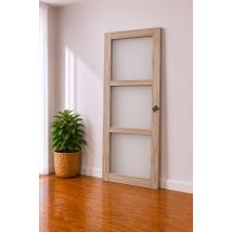 Porte Coulissante Bois Frake Vitrée H204 X L83 Cm, Serrure Condamnation Gd Menuiseries - Tecnomat