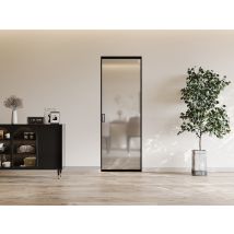 Porte Coulissante Avec Système À Galandage - Aluminium Et Verre Trempé Dépoli - H205 X L63 Cm - Linci Ii - Bricoman