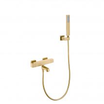 Mitigeur Thermostatique De Baignoire Mural Doré Brossé - Sirius - Bricoman