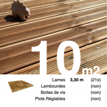 Planches De Terrasse Pin Autoclave Marron Pour 10 M² • Longueur 3,3 M - Bricoman