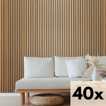 40 X Panneaux Acoustiques Décoratifs Muraux Premium Avec Chêne Classique De Nordic Acoustics En 120x60cm - Bricoman