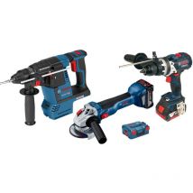 Kit 3 Pièces 18v Bosch Professional Gsr 18v-110 Gbh 18v-26 Gws 18v-10 Avec 2x5ah Et Chargeur - Bricoman