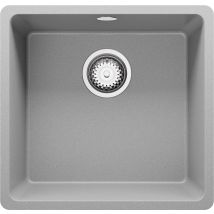 Evier Cuisine En Granit Gris 46x44cm, Lavabo 1 Bac + Kit De Vidage, Évier À Encastrer Au Meuble 50cm - Venise Slim Easy Primagran - Bricoman